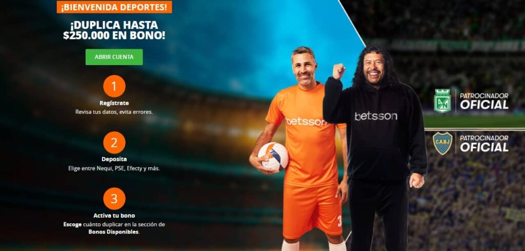 Bono de bienvenida para apuestas deportivas de Betsson Colombia